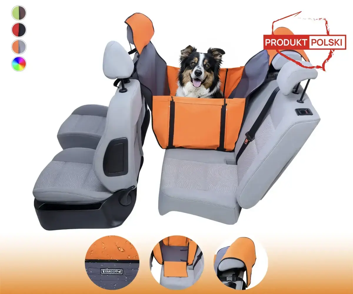 Mata samochodowa dla psa z nakładkami na zagłówki - Kardimata Activ (na część kanapy)