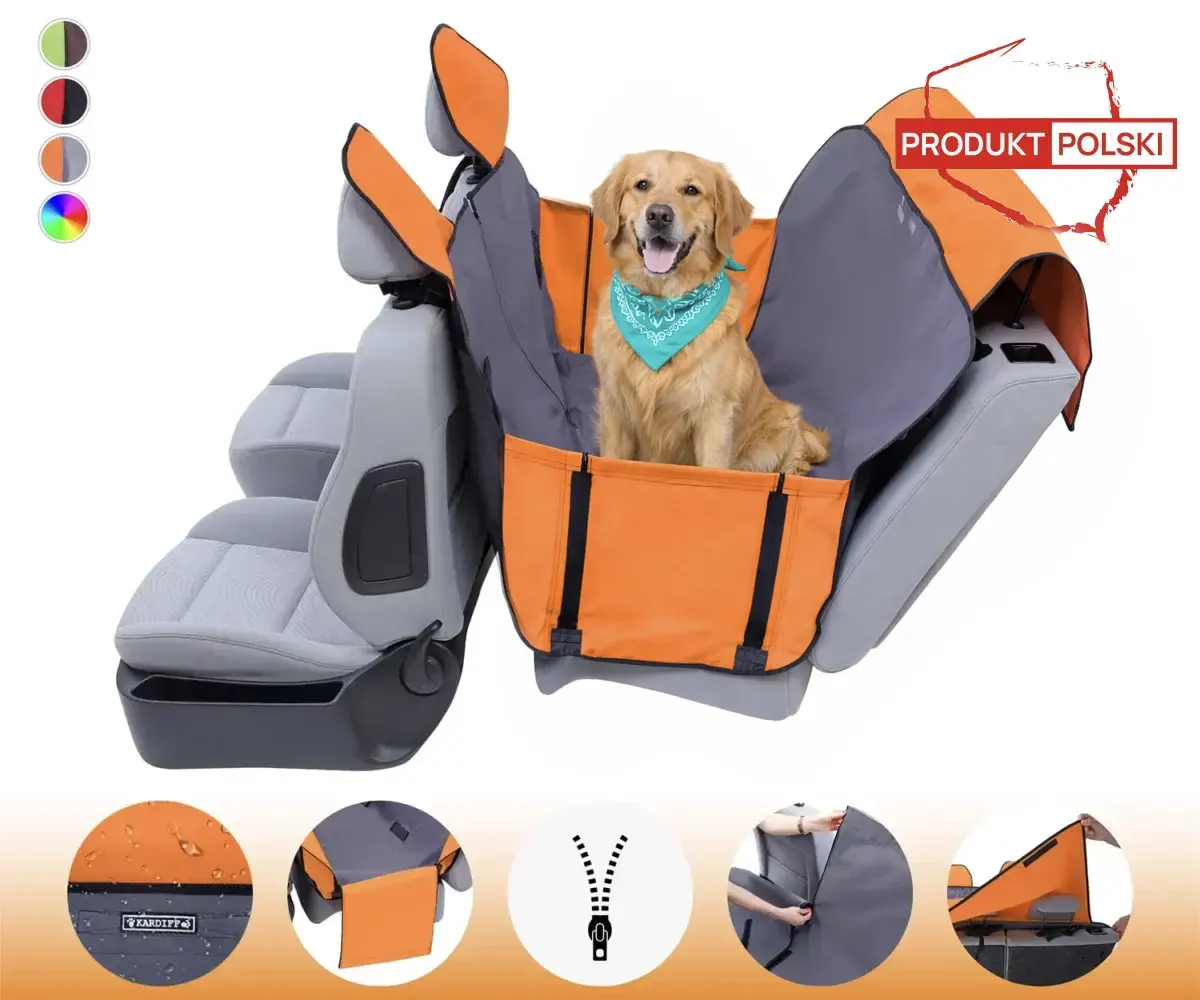 Mata samochodowa dla psa - z nakładkami na zagłówki  - Kardimata Activ z bokami i zamkiem