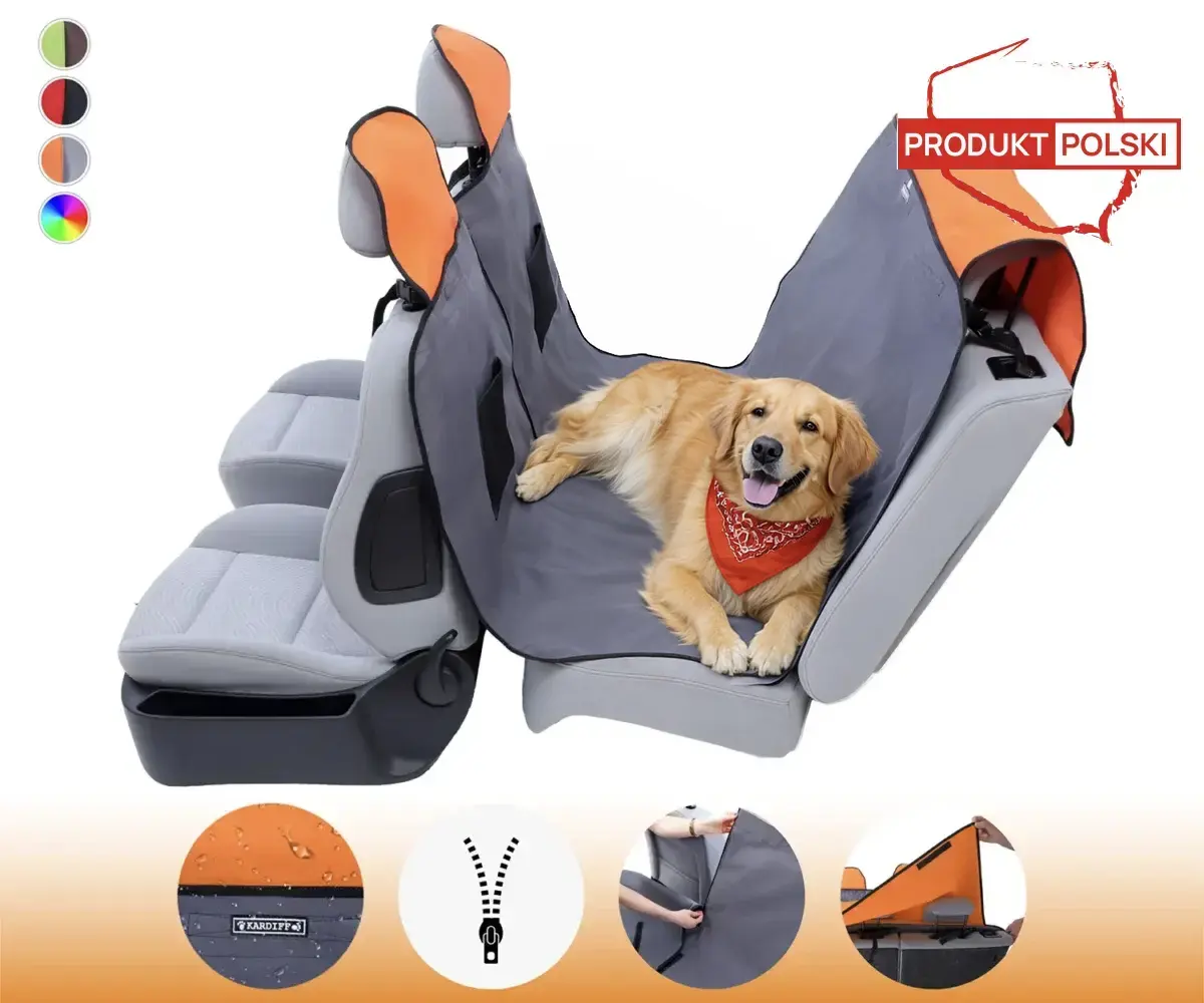 Mata samochodowa dla psa - z nakładkami na zagłówki - Kardimata Activ z zamkiem